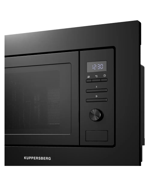 Встраиваемая микроволновая печь Kuppersberg HMW 621 B, объем 20 л, мощность 800 Вт, 5 уровней мощности, гриль, 8 автоматических программ, размораживание, кнопочное управление/утапливаемый поворотный переключатель, черный