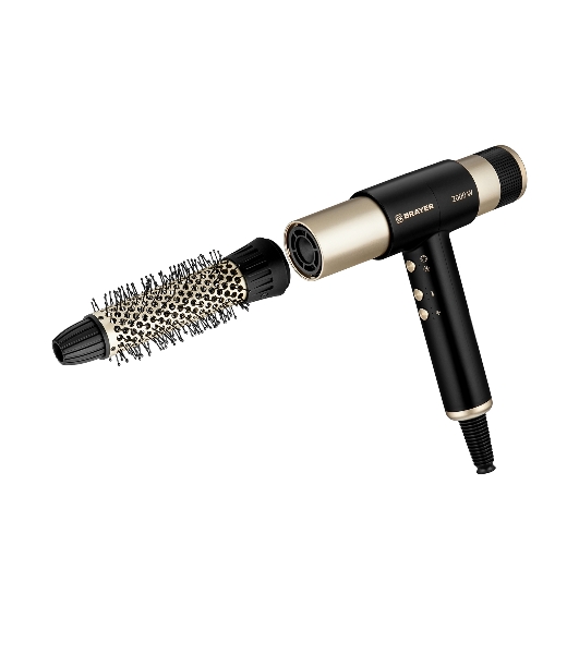 Фен-мультистайлер BRAYER BR3308 черный/золотистый, 2000 Вт, 25/32 мм