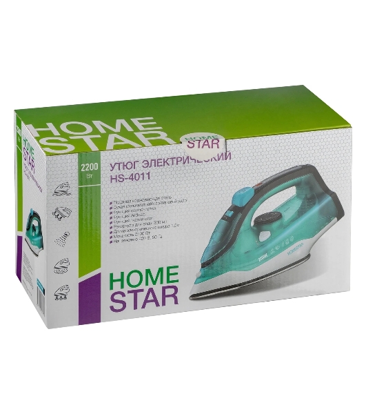 Утюг Homestar HS-4011 бирюзовый, 2200 Вт, 25 г/мин, 150 г/мин, 300 мл