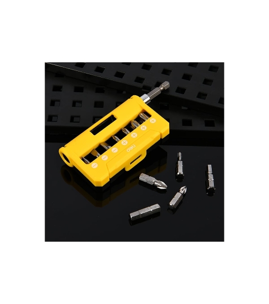 Набор бит 14 шт c держателем Deli DL251201 (SL4,SL5,SL6,PH0,PH1,PH2,PH3,T15,T20,T25,H5,H6,PZ1,PZ2), сталь S2, пласт.держатель