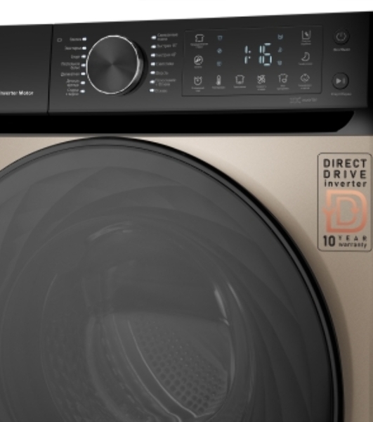 Стиральная машина Weissgauff WM 59411 Direct Drive Inverter Steam Champagne золотистая, загрузка фронтальная 11кг, 1400 об/мин., класс: A+++