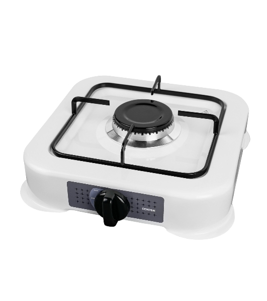 Плита настольная газовая Centek CT-1520 белый, 1.7 кВт, газ, конфорки - 1, эмаль, поворотные переключатели
