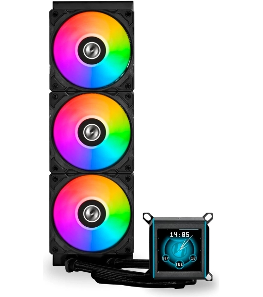 Система жидкостного охлаждения Lian Li GA II LCD 360 Black, 360 мм, 3x120 мм, 300-2450 об/мин, 30 дБ, 4-pin PWM, ЖК-дисплей, ARGB, черный