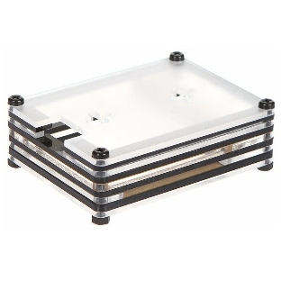 Корпус Qumo, 9-слойный акриловый + вентилятор, Raspberry Pi 4, черный transparent(RS041)