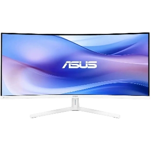 Монитор 34' ASUS VU34WCIP-W VA 3440x1440, 100 Гц, 1 мс, 21:9, 300 кд/м², HDMI 2.0, DP 1.4, USB-C (65 Вт), 3.5 Jack, USB Hub (4x USB 3.0), HDR10, изогнутый экран (1500R), динамики (2x2 Вт), белый