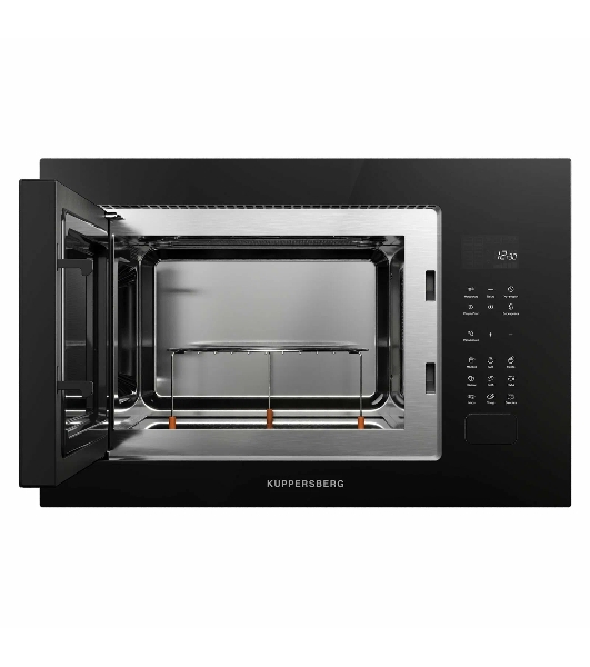 Микроволновая печь встраиваемая Kuppersberg HMF 627 B, High-Tech, 25 л, мощность 900 Вт (мощность гриля 1200 Вт), кварцевый гриль, 5 уровней мощности, 8 автоматических программ, размораживание, сенсорное управление, дисплей, черный