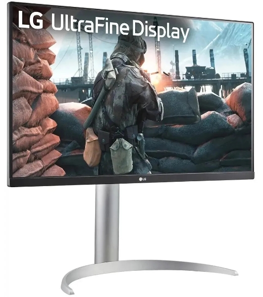 Монитор 27' LG UltraFine 27UP650K-W IPS 3840x2160, 60 Гц, 5 мс, 16:9, 400 кд/м², 2xHDMI 2.0, DP 1.4, 3.5 мм, черный/серебристый