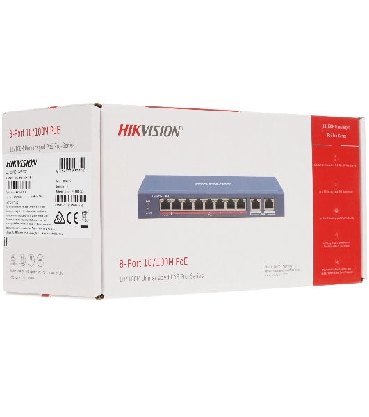 Коммутатор Hikvision DS-3E0310HP-E, 8×100 Мбит/с PoE+ + 2×1 Гбит/с, неуправляемый