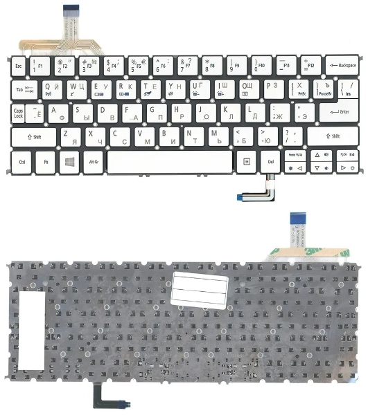 Клавиатура для ноутбука Acer Aspire S7-191 серебристая с подсветкой