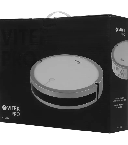 Робот-пылесос Vitek VT-1804 белый/серый, 2500 мАч Li-Ion, уборка сухая/влажная, пылесборник контейнер 0.45 л