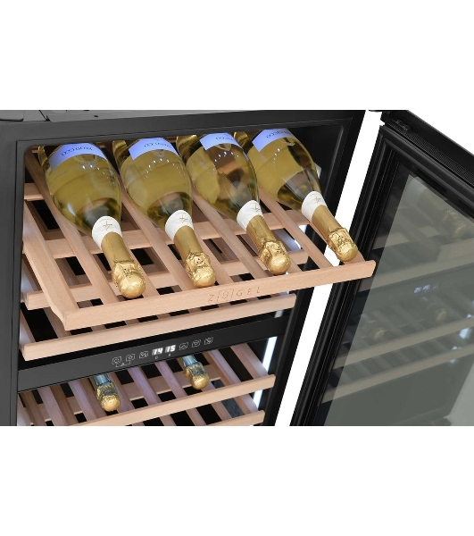 Винный шкаф встраиваемый ZÜGEL ZCWI570DB черный, 145 л, 2 отсека, 57 бут.