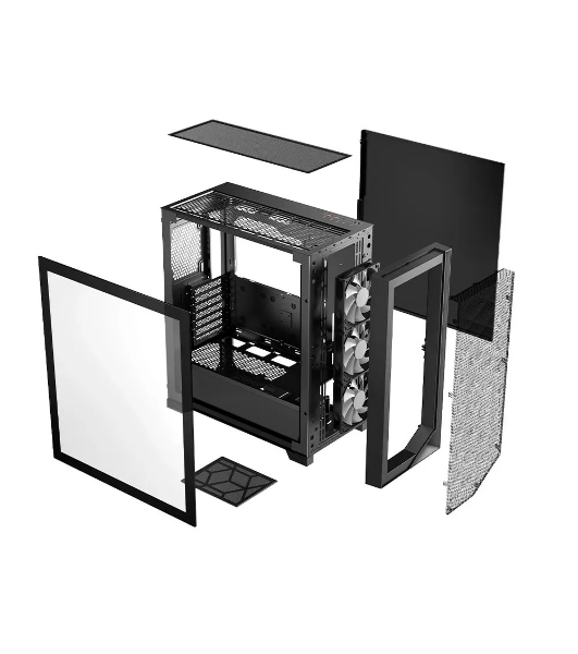 Компьютерный корпус без блока питания PCCooler C3D510 BK, Mesh Mid Tower, черный, TG, 0.7 SPCC, no fans E-ATX, ATX, mATX, mITX 170/390/205mm 2x2.5', 2x3.5', 7xPCI 2xUSB-A 3.0 455x220x491mm