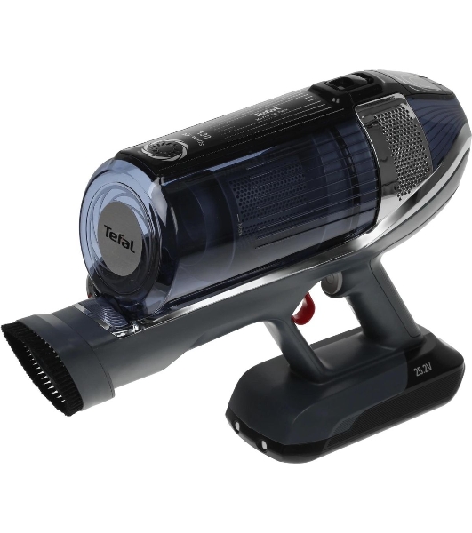 Пылесос вертикальный Tefal X-Force Flex 11.60 Aqua TY9890WO синий/серый, питание от аккумулятора, 130 Вт, уборка сухая/влажная, пылесборник 0.9 л