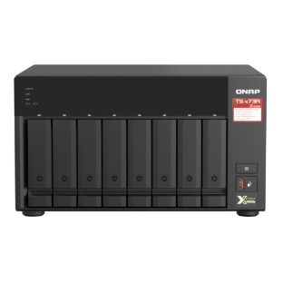 Сетевое хранилище без дисков SMB QNAP TS-873A-8G NAS, 8 trays 3,5'/2,5', 2x2,5 GbE BASE-T, 2 x M.2 NVMe 2280 slots, quad-core AMD Ryzen V1500B 2,2 GHz, 8 Gb SO-DIMM DDR4 (1 x 8 Gb) up to 64Gb (2x32 Gb)