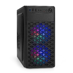 Компьютерный корпус Minitower ExeGate mEVO-7803-XP450 (mATX, БП XP450 с вент. 12см, 2*USB+1*USB 3.0, HD аудио, черный, 2 вент. 12см с RGb подсветкой)