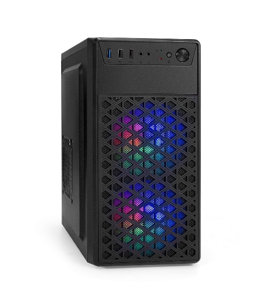 Компьютерный корпус Minitower ExeGate mEVO-7803-XP450 (mATX, БП XP450 с вент. 12см, 2*USB+1*USB 3.0, HD аудио, черный, 2 вент. 12см с RGb подсветкой)