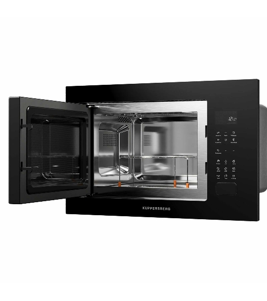 Микроволновая печь встраиваемая Kuppersberg HMF 627 B, High-Tech, 25 л, мощность 900 Вт (мощность гриля 1200 Вт), кварцевый гриль, 5 уровней мощности, 8 автоматических программ, размораживание, сенсорное управление, дисплей, черный