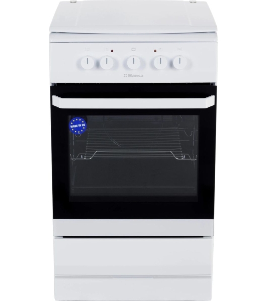 Плита электрическая Hansa FCEW53000 белый, конфорок 4 шт, духовка 68 л, 50 см x 85 см x 60 см
