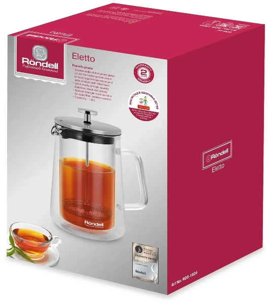 Френч-пресс с двойными стенками 1,0 л Rondell RDS-1824 Eletto