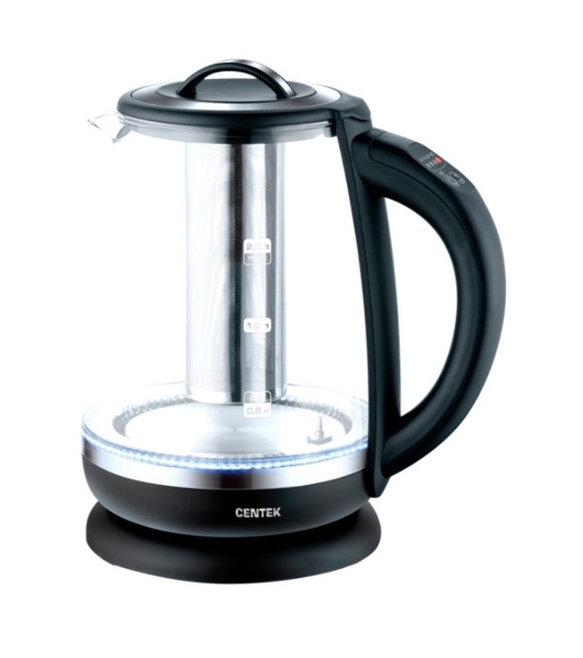 Электрочайник Centek CT-0017 черный, 2 л, 2200 Вт, скрытый нагревательный элемент, поддержание температуры