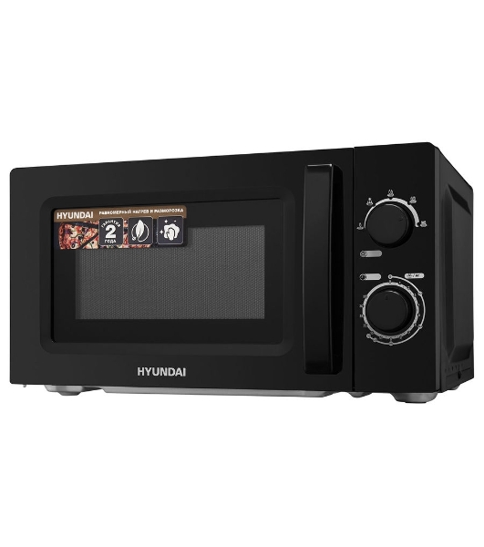 Микроволновая печь Hyundai HYM-M2008 черный, 20 л, 700 Вт, переключатели - поворотный механизм