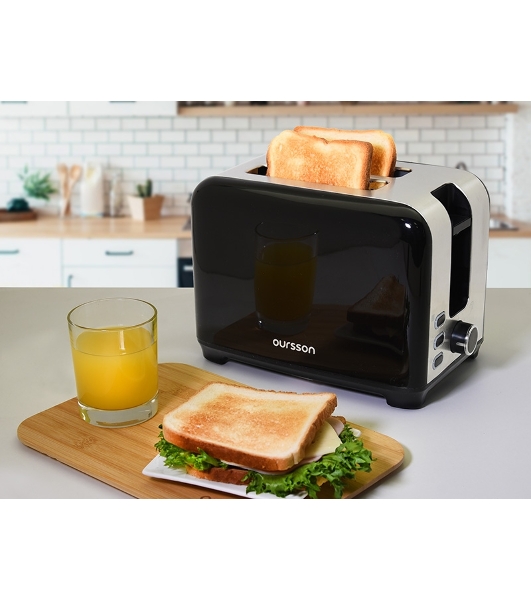 Тостер OURSSON TS2120/BL черный, 930 Вт