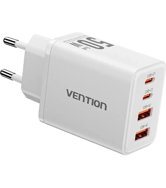 Сетевое зарядное устройство Vention на 4 порта GaN 50W USB (C+C+A+A) белый