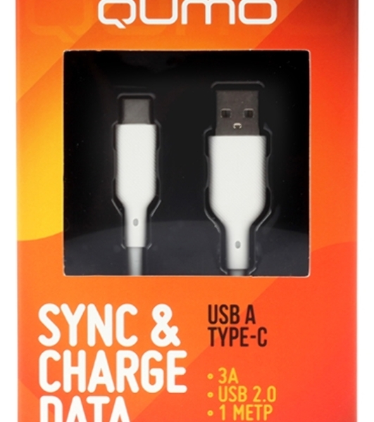 Кабель QUMO 32958 USB-A на Type-C, силиконовый, 1м, 3A, 18W (белый)