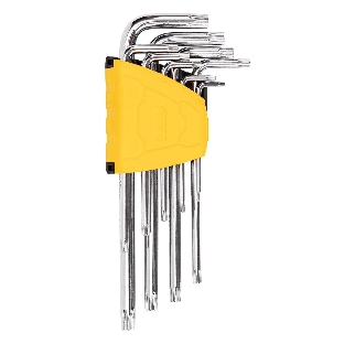 Набор шестигранных ключей ';TORX'; Deli DL3091 9 шт. Размер: 1/16”-3/8”. Хромированный. Технические характеристики: Т10,Т15,Т20,Т25,Т27,Т30,Т40,Т45,Т50