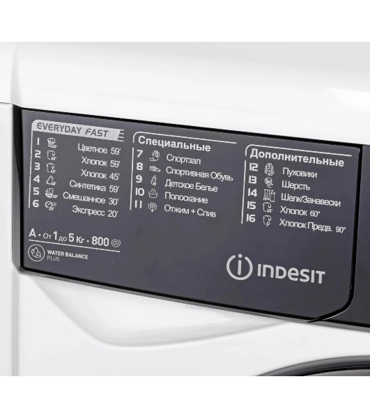 Стиральная машина Indesit EWSB 5085 BK CIS белый, загрузка фронтальная 5 кг, 800 об/мин., класс: А