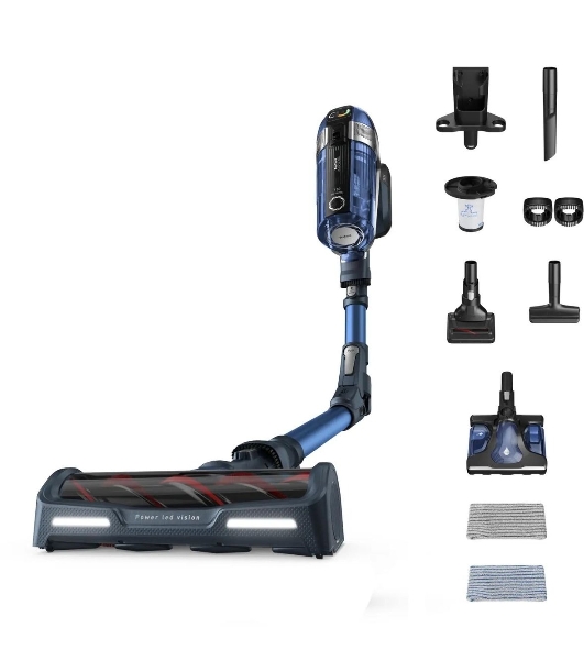 Пылесос вертикальный Tefal X-Force Flex 11.60 Aqua TY9890WO синий/серый, питание от аккумулятора, 130 Вт, уборка сухая/влажная, пылесборник 0.9 л