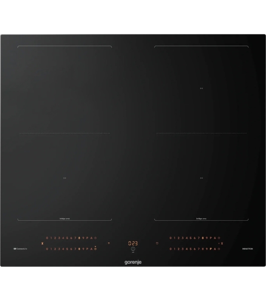 Варочная панель Gorenje, индукционная, 60 см, 4 конфорки, сенсорное управление, таймер, объединение конфорок Bridge Zone, автораспознавание посуды, PowerBoost, растапливание SoftMelt, сенсоры Iqgrill/iqfry/iqpro, защита от детей, черный