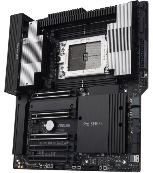 Материнская плата ASUS Pro WS TRX50-SAGE WIFI, sTR5, AMD TRX50, 4xDDR5, 4xSATA, 3xM.2, 1xSlimSAS, 1xPCI-E 5.0 x8, 1xPCI-E 4.0 x16, 1xPCI-E 4.0 x4, 2x 10Gb LAN, 2xUSB-A 2.0, 6xUSB-A 3.2 Gen 2, 1xUSB-C 3.2 Gen 2x2, 2x3.5 мм, 5.1, E-ATX