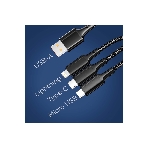 Кабель Rexant USB 3в1 Type-С (6A), Lightning (2,4A), micro USB (3A) 1,2м, в черной оплетке, фото4