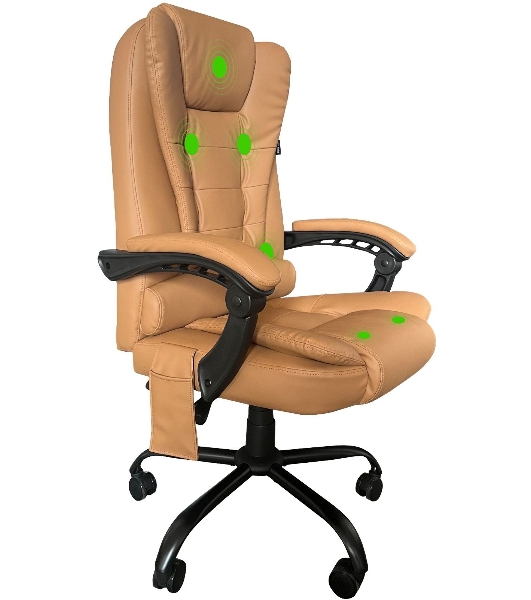 Кресло Cactus CS-CHR-OC05M-BR бежевый, экокожа, подголовник