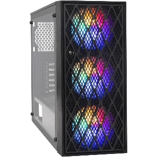 Компьютерный корпус Miditower ExeGate EVO-8243-EVO800 (ATX, БП EVO800RGb с вент. 12 см, 2хUSB+1хUSB 3.0, черный, 3 вент. с RGb подсветкой, боковая панель - закаленное стекло)