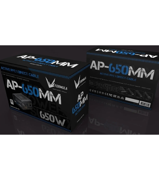 Блок питания Aerocool/Formula ATX 650W AP-650ММ 80 PLUS WHITE (20+4pin) APFC 120мм fan 6xSATA RTL