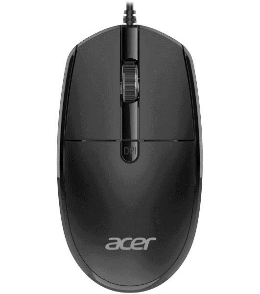 Мышь проводная Acer OMW401 черный, 2000 dpi, USB, кнопки - 4