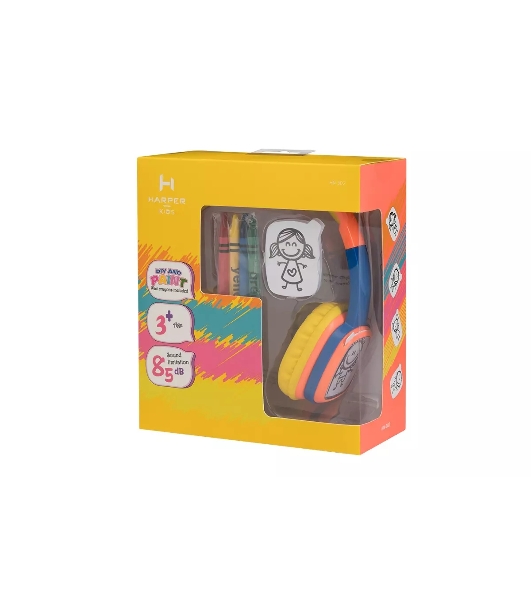 Проводные наушники Harper KIDS HN-302 оранжевый/синий, накладные, проводной