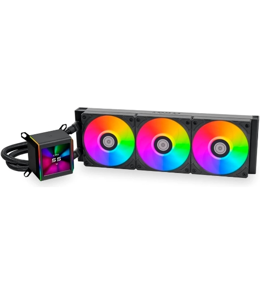 Система жидкостного охлаждения Lian Li GA II LCD 360 Black, 360 мм, 3x120 мм, 300-2450 об/мин, 30 дБ, 4-pin PWM, ЖК-дисплей, ARGB, черный
