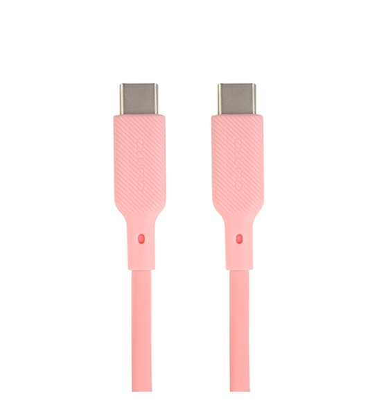 Кабель QUMO 32966 Type-C на Type-C, силиконовый, 1м, 3A, 60W, PD (розовый)
