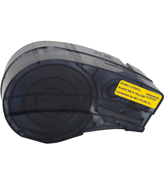 Картридж ленточный Cactus CS-M21-375595YL черный шрифт, желтый фон (9.5 мм, 6.4 м) для Brady BMP21-PLUS, BMP21-LAB