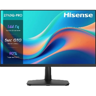 Монитор 27' Hisense 27N3Q-PRO IPS 1920x1080, 144 Гц, 5 мс, 16:9, 250 кд/м², HDMI 1.4, DP, VGA, 3.5 Jack, динамики (2x2 Вт), Adaptive-Sync, черный