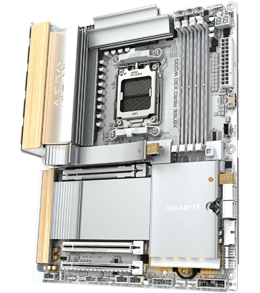 Материнская плата Gigabyte X870E AERO X3D WOOD, AM5, AMD X870E, 4xDDR5, 4xSATA, 4xM.2, 2xPCIe 5.0 x16, 1xPCIe 4.0 x16, 1xHDMI, 2x5Gb LAN, Wi-Fi 7, Bluetooth 5.4, 2xUSB-C 40Gbps (USB4), 1xUSB-C 20Gbps, 5xUSB-A 10Gbps, 3xUSB-A 5Gbps, 3x3.5 мм + S/PDIF оптический, 7.1, вставки из дерева, ATX