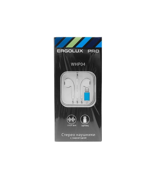 Проводные наушники Ergolux ELX-WHP04-C01 белый, вкладыши, Lightning, встроенный микрофон