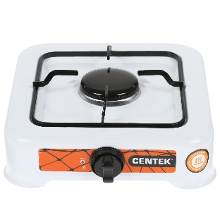 Плита настольная газовая Centek CT-1520 белый, 1.7 кВт, газ, конфорки - 1, эмаль, поворотные переключатели