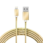 Кабель Rexant USB-A - Lightning для Apple, 2,4А, 1м, в золотой металлической оплетке, фото 1