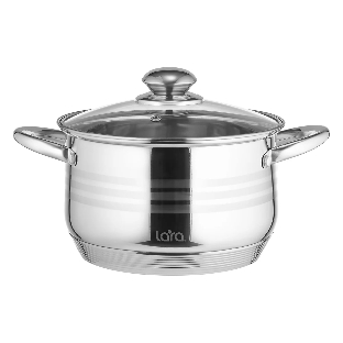 Кастрюля LARA LR02-583 SONATA 24x14,5 см, 6.5 л, нержавеющая сталь, индукция, с крышкой
