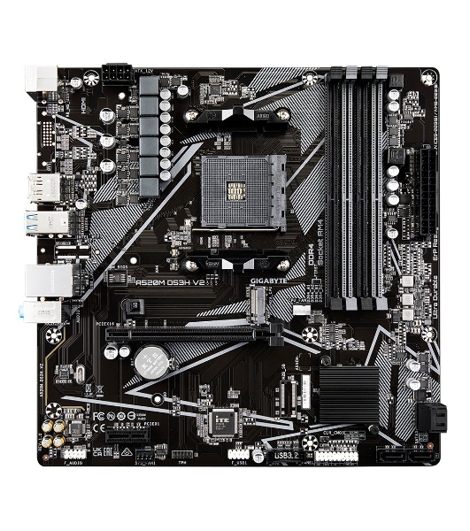 Материнская плата Gigabyte A520M DS3H V2 (V1.1), AM4, AMD A520, 4xDDR4, 4xSATA, 1xM.2, 1xPCIe 3.0 x16, 1xDP, 1xHDMI, 1x 1Gb LAN, 4xUSB 2.0, 4xUSB 3.2 Gen 1, 3x3.5 мм, 7.1, mATX