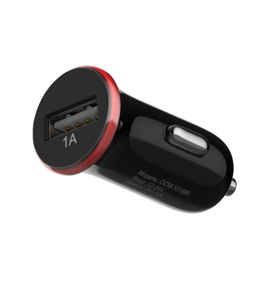Автомобильное зарядное устройство Maxvi CCM-101BR USB 1А черно-красный